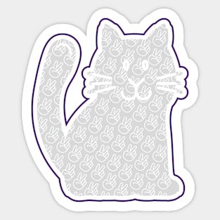 PEACE CAT STICKER | PURPLE AND GRAY Sticker